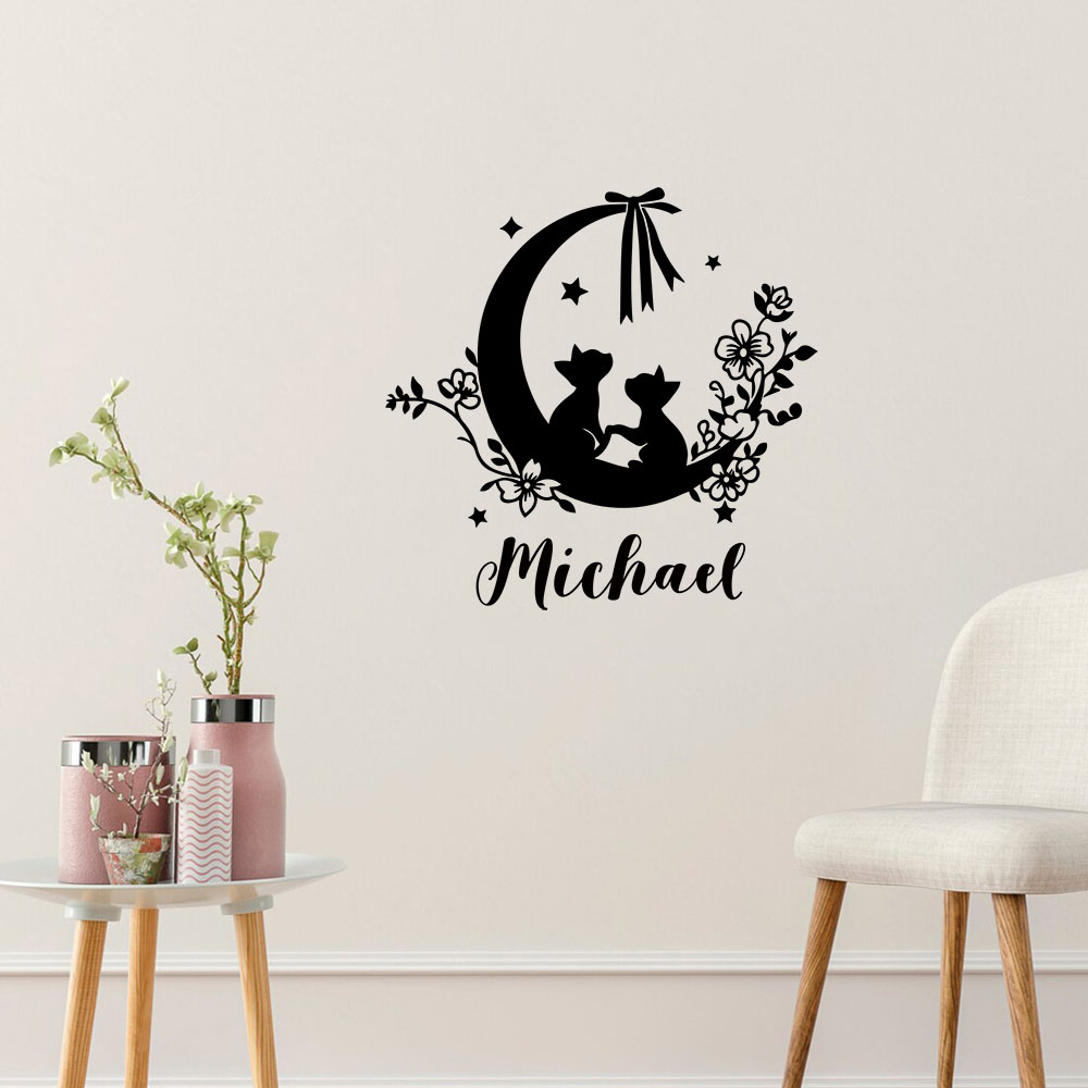 Home Decor Cat - 1PC Colorful Cat Flower Moon Custom
