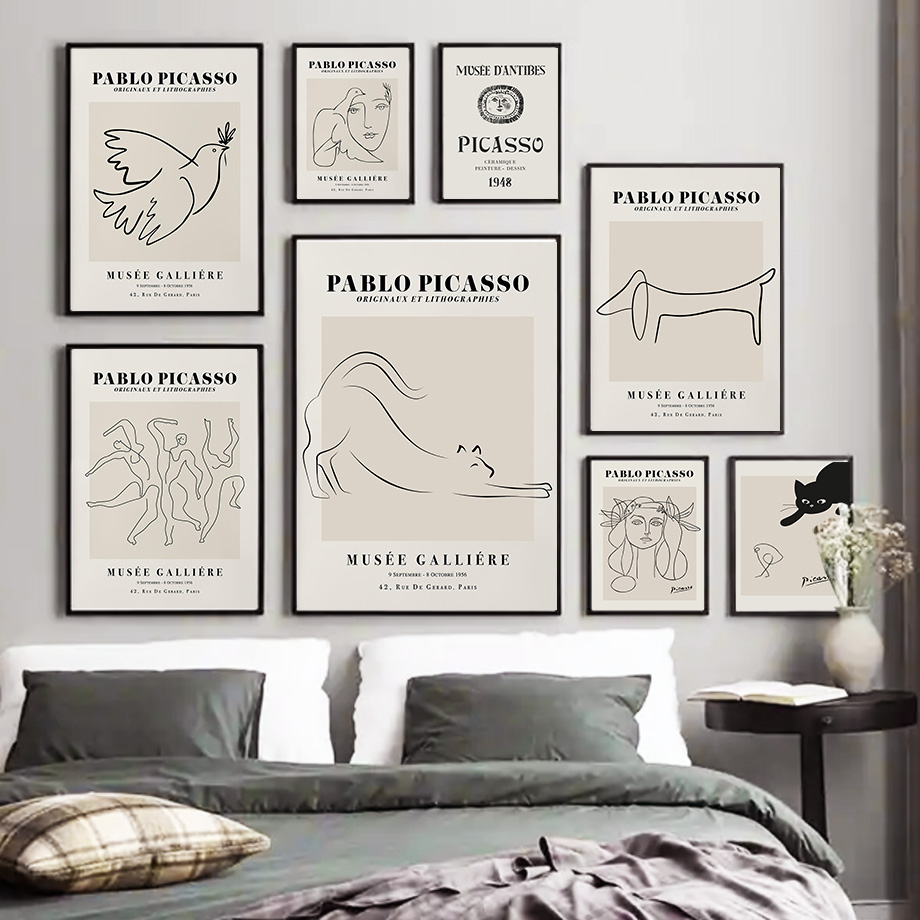 Picasso Line Cat Pigeon Girl A - Home Decor Exhibition 评论和价格