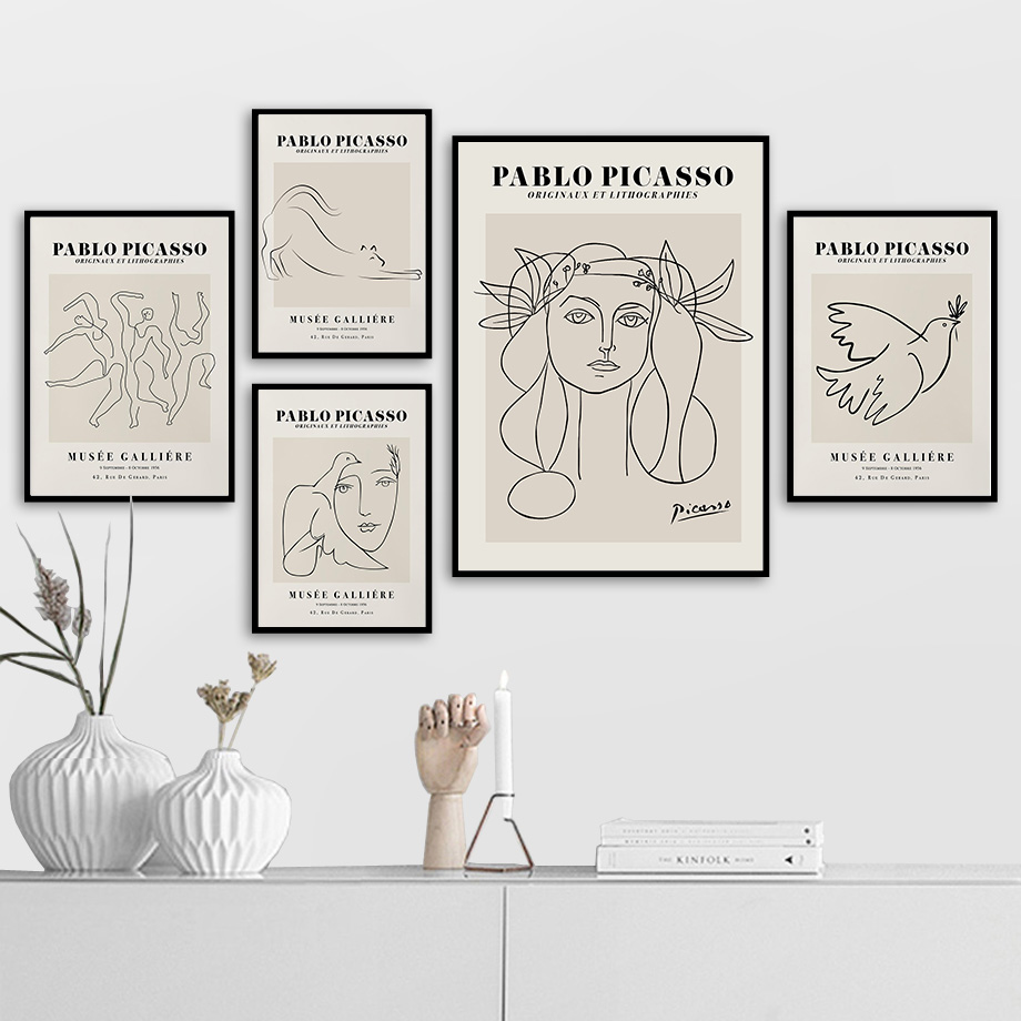Picasso Line Cat Pigeon Girl A - Home Decor Exhibition 评论和价格