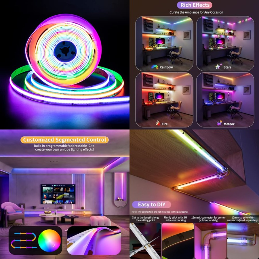 RGB Smart IC COB LED Strip Lig - Led Strip Lights 评论和价格