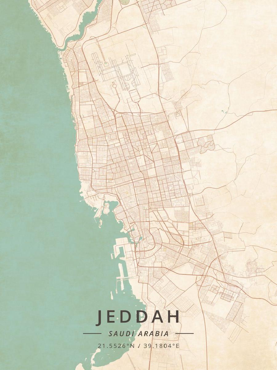 Jeddah Saudi Arabia City Map P - Home Decor Jeddah 评论和价格