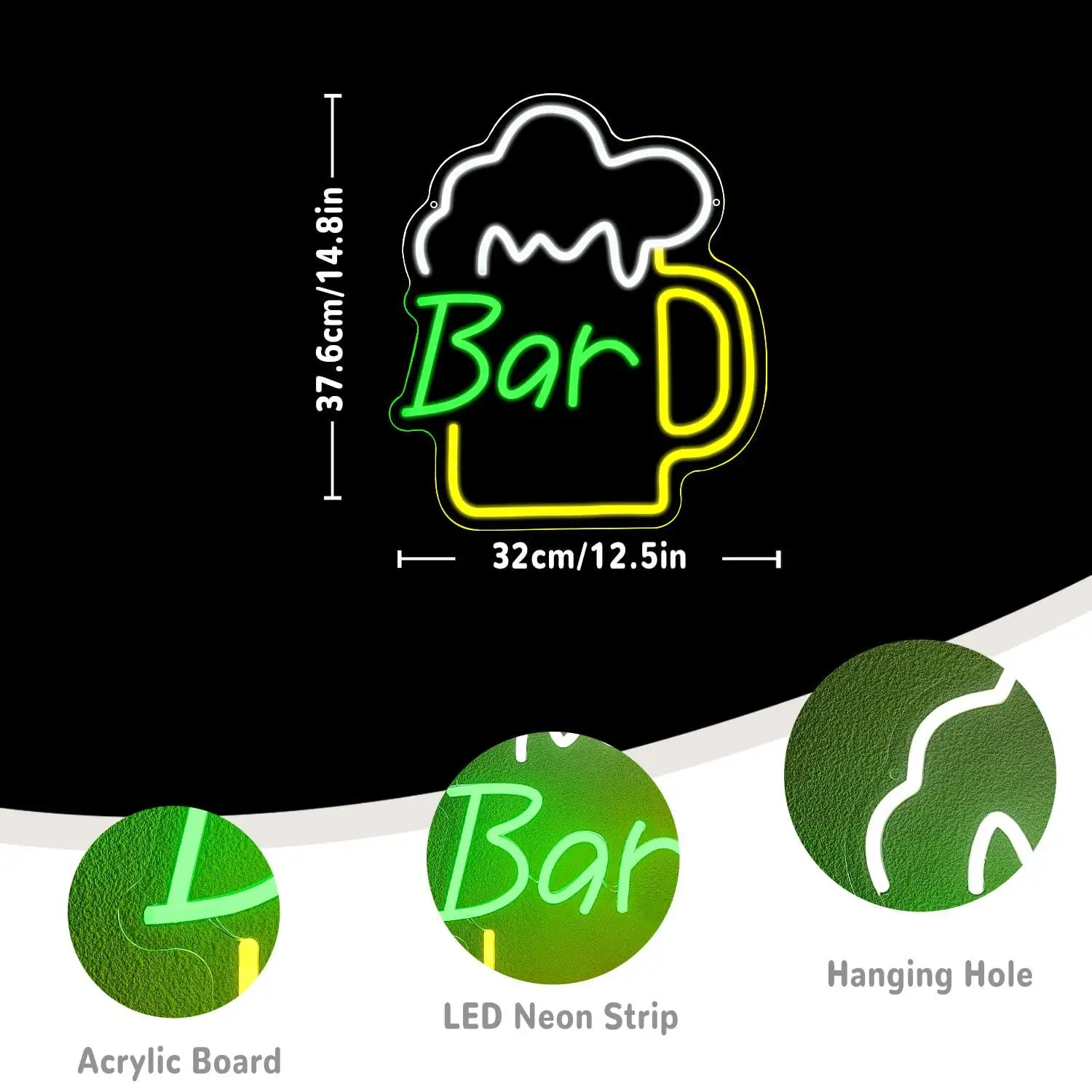 Beer Bar Neon Sign USB Dimmabl - Home Decor Kitchen 评论和价格