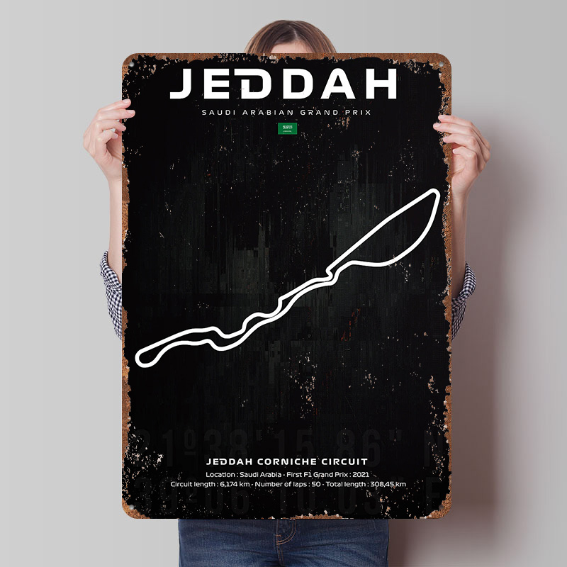 Jeddah Circuit Map Poster Cust - Home Decor Jeddah 评论和价格
